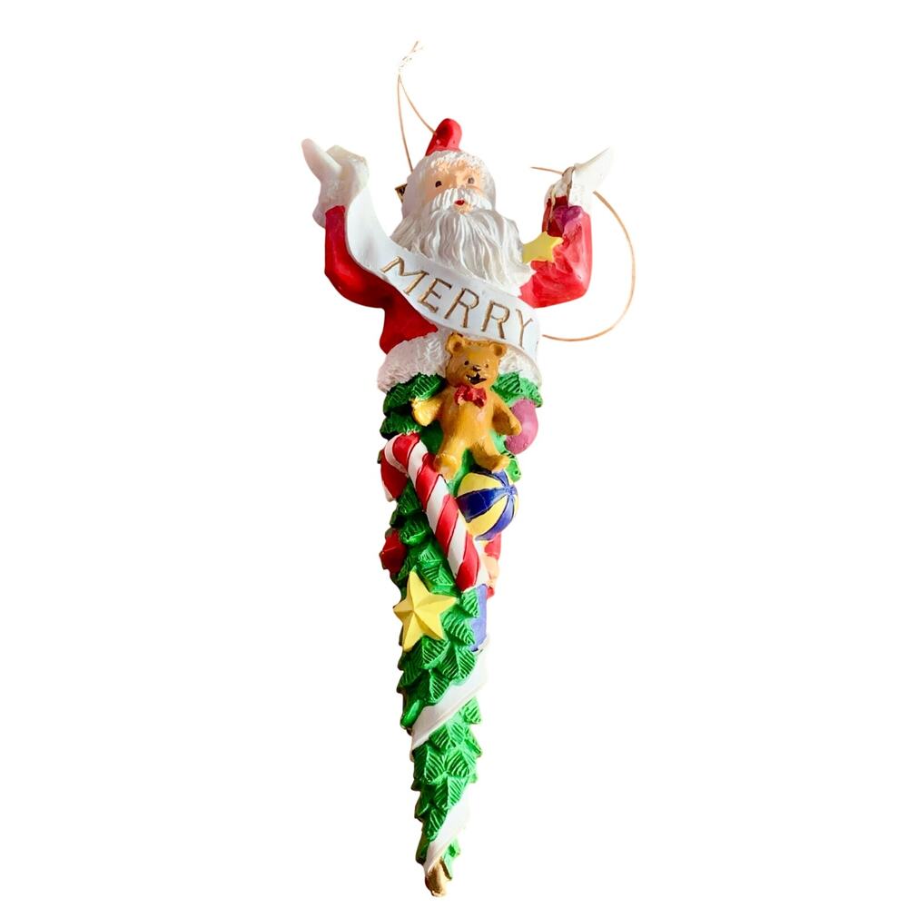Department 56 Vintage Santa Claus Christmas Tree Icicle Ornament 7” Resin